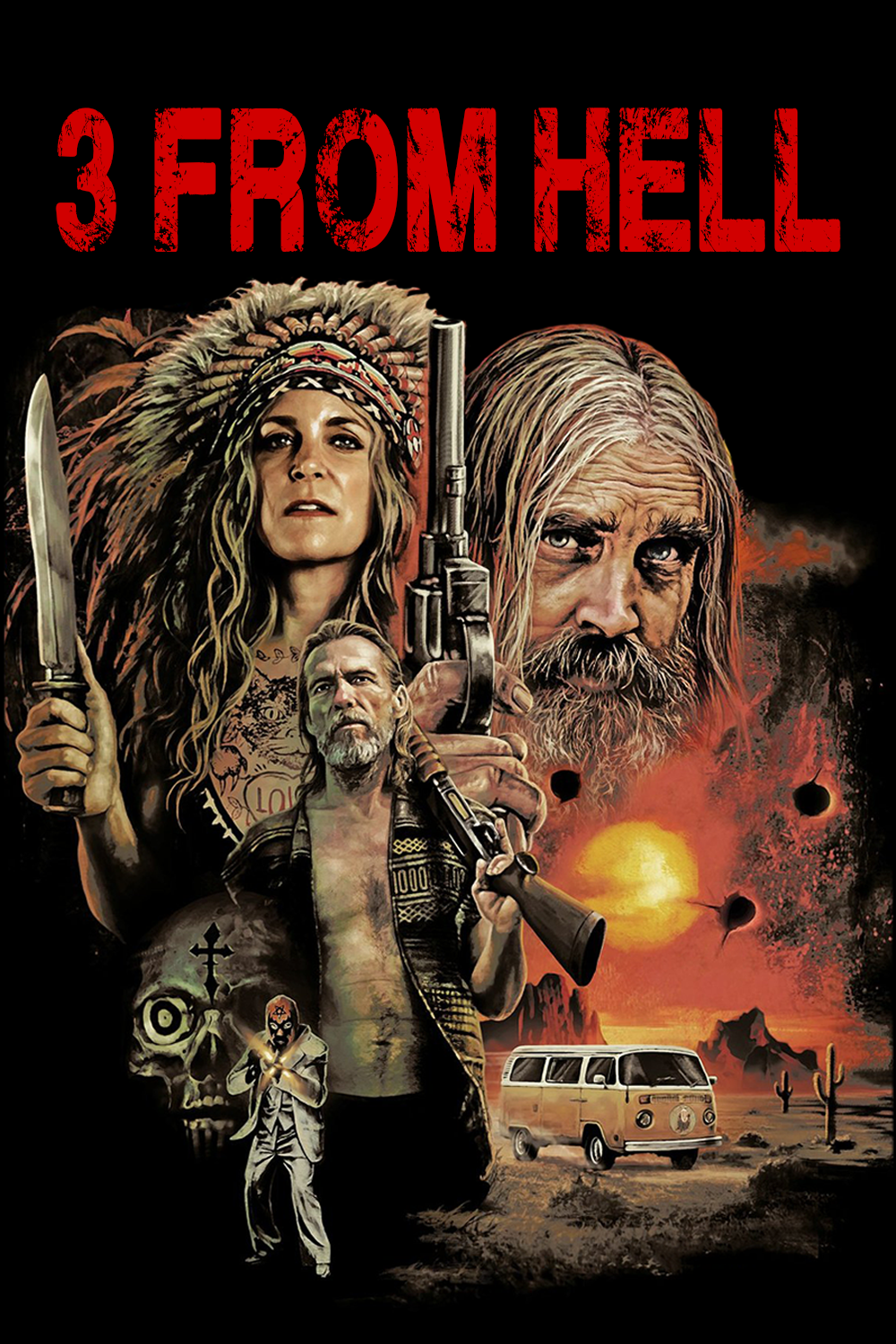 3 from Hell 2019 Poster 24x36 - Rob Zombie Horror, Sid Haig, Action