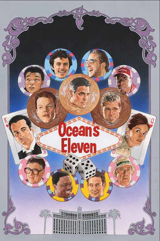 2001 Ocean's Eleven Movie Poster 24x36 Star-Studded Heist Comedy Film