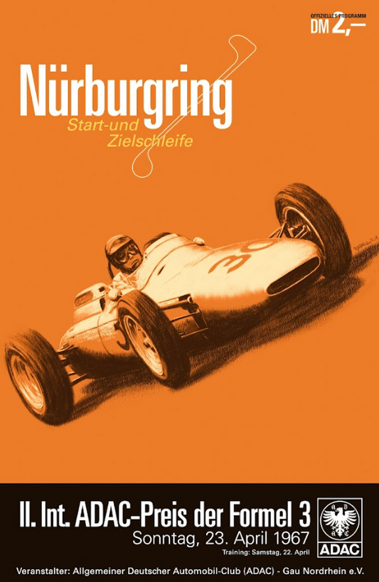 Nurburgring 1967 Car Racing Poster 24x36 – Vintage Motorsport Art, Retro Decor