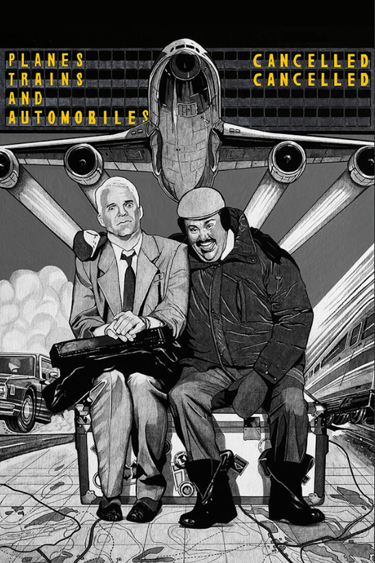 1987 Planes, Trains and Automobiles Movie Poster 24x36 Classic Comedy Steve - PosterFire.com