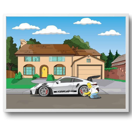 The Simpsons 2024 24x30 homer Porsche 911 GT3 RS 991 art MARGE south park race - PosterFire.com