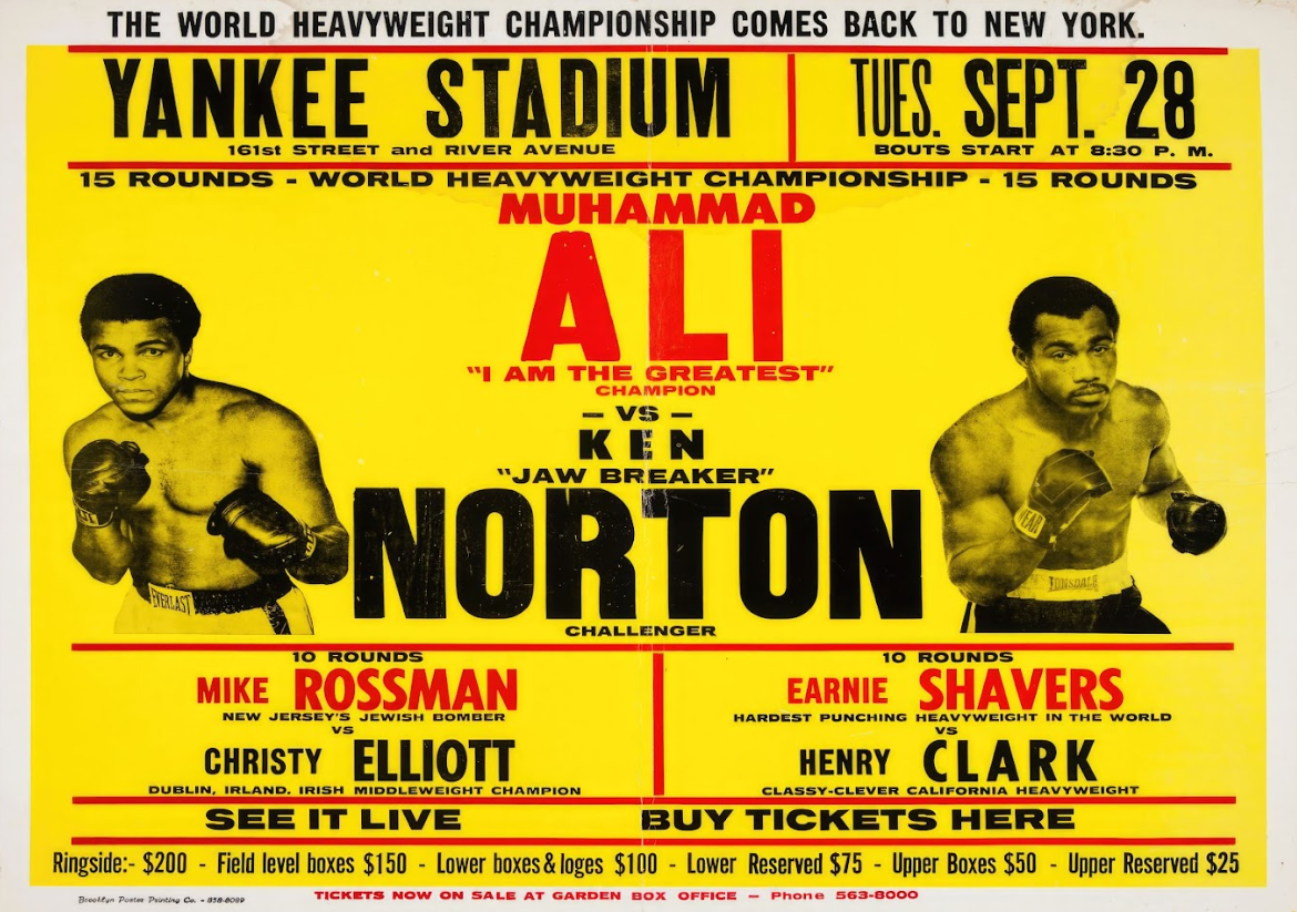 Muhammad Ali vs Ken Norton Boxing Poster 24x36 - 1976 Yankee Stadium, Heavyweigh - PosterFire.com