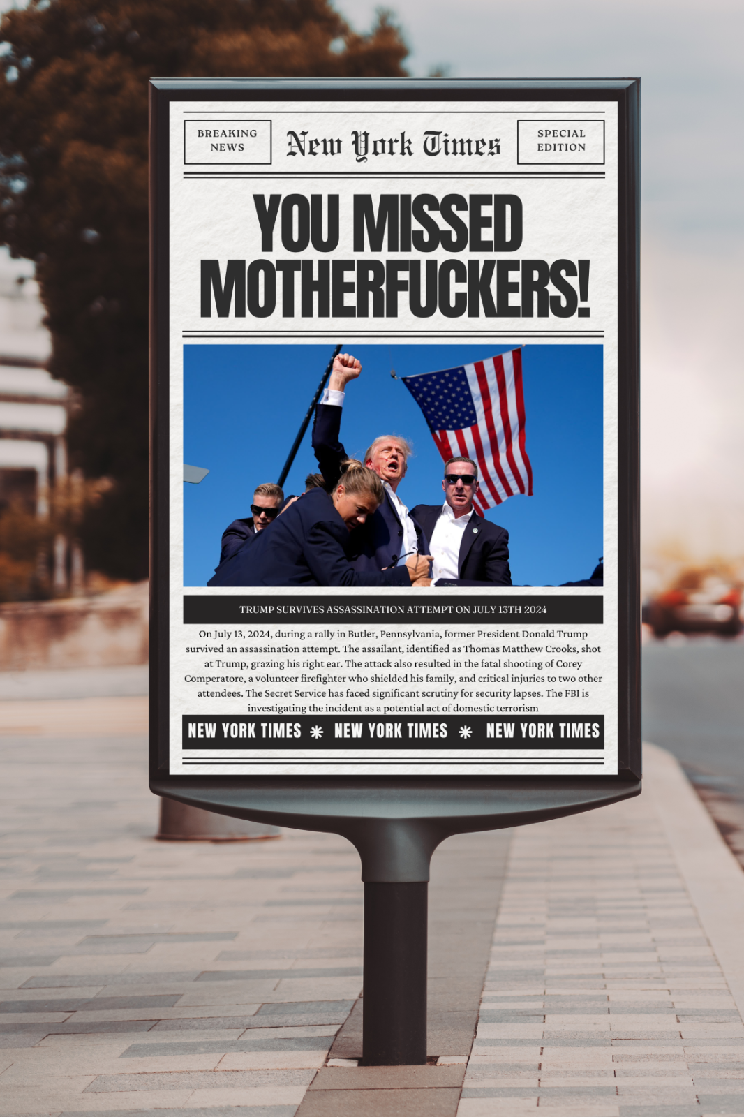 Donald Trump Assassination attempt You Missed MFKER! 2024 POSTER president Shot - PosterFire.com