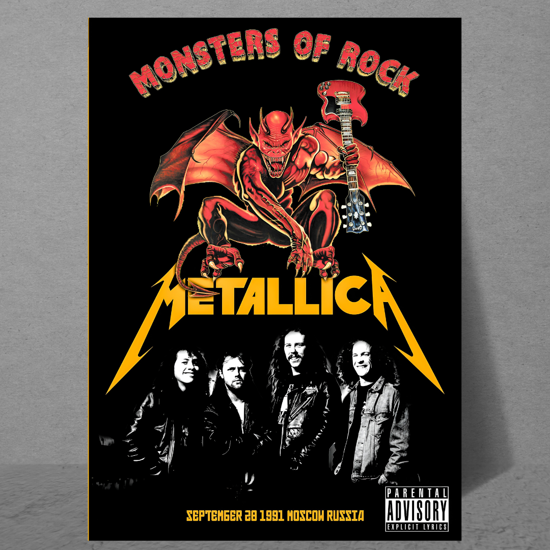 Monsters of Rock Metallica Vintage Concert Poster - Rare Collectible Memorabilia