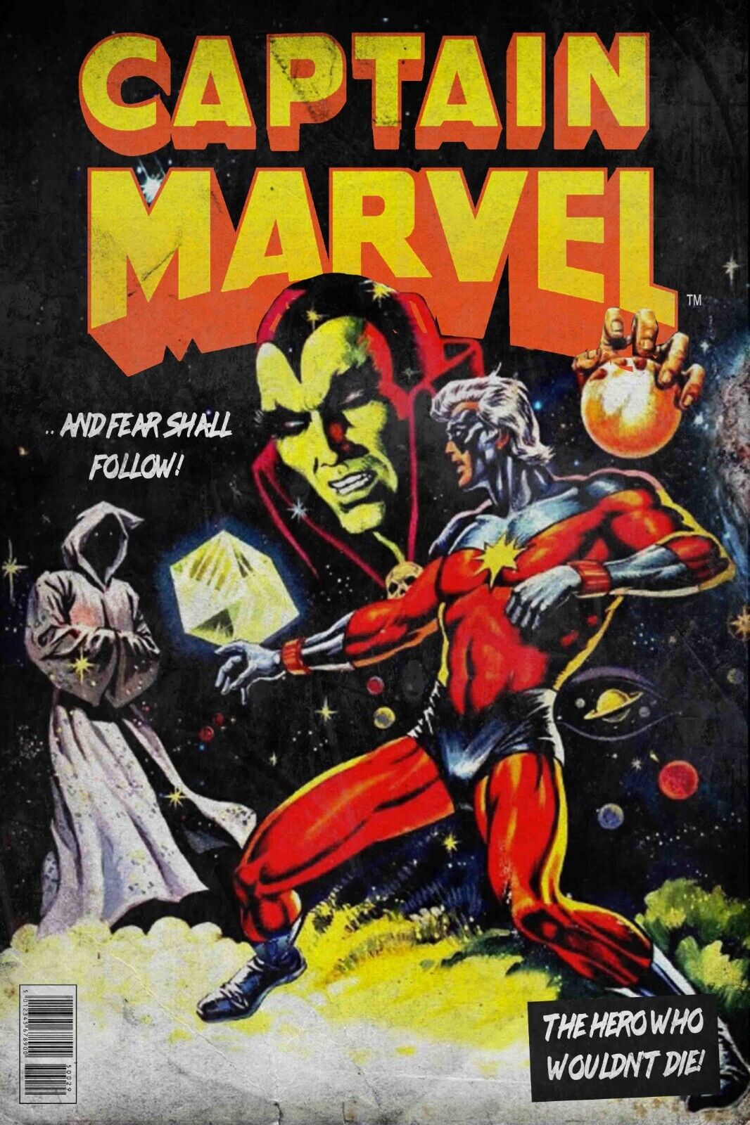 captain marvel comic book poster 24x36 art vintage avengers doctor strange hulk - PosterFire.com