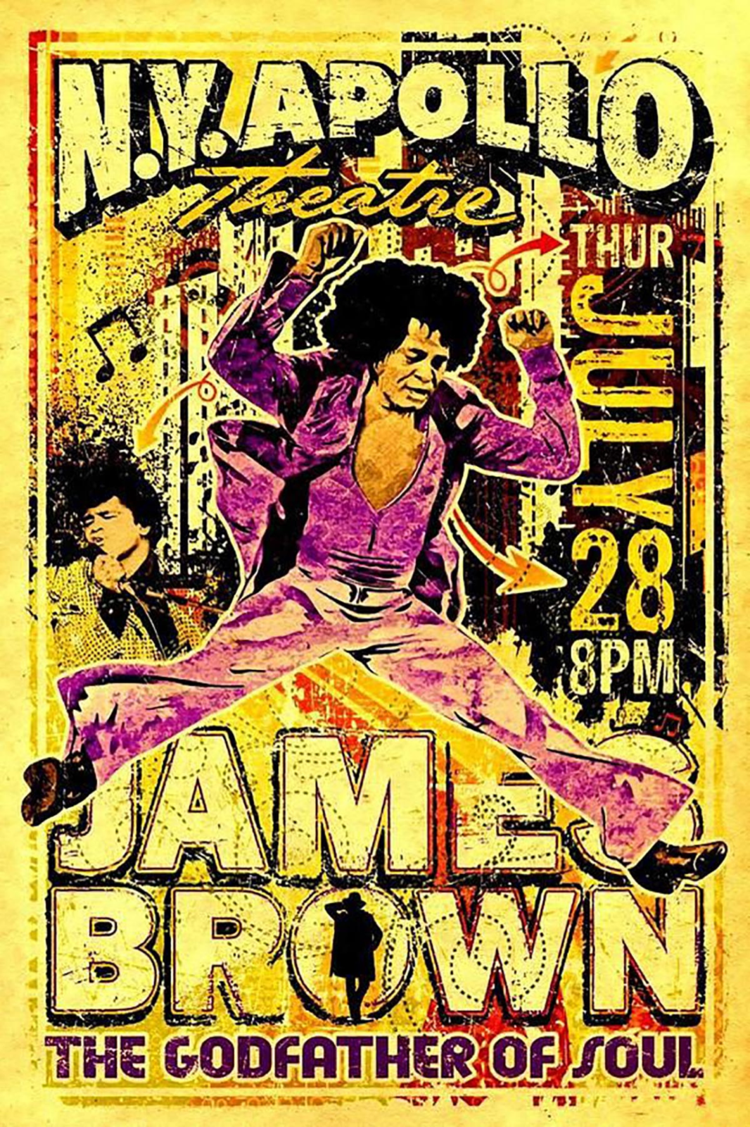 James Brown Concert Poster 24x36 - Soul Music Legend, Godfather of Funk - PosterFire.com