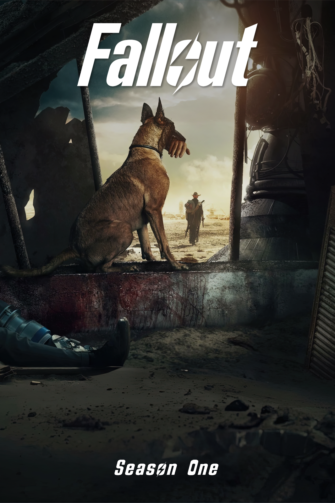 Fallout (2024) - Season 1 Poster 24x36 - Dogmeat and Wanderer in Wasteland - PosterFire.com