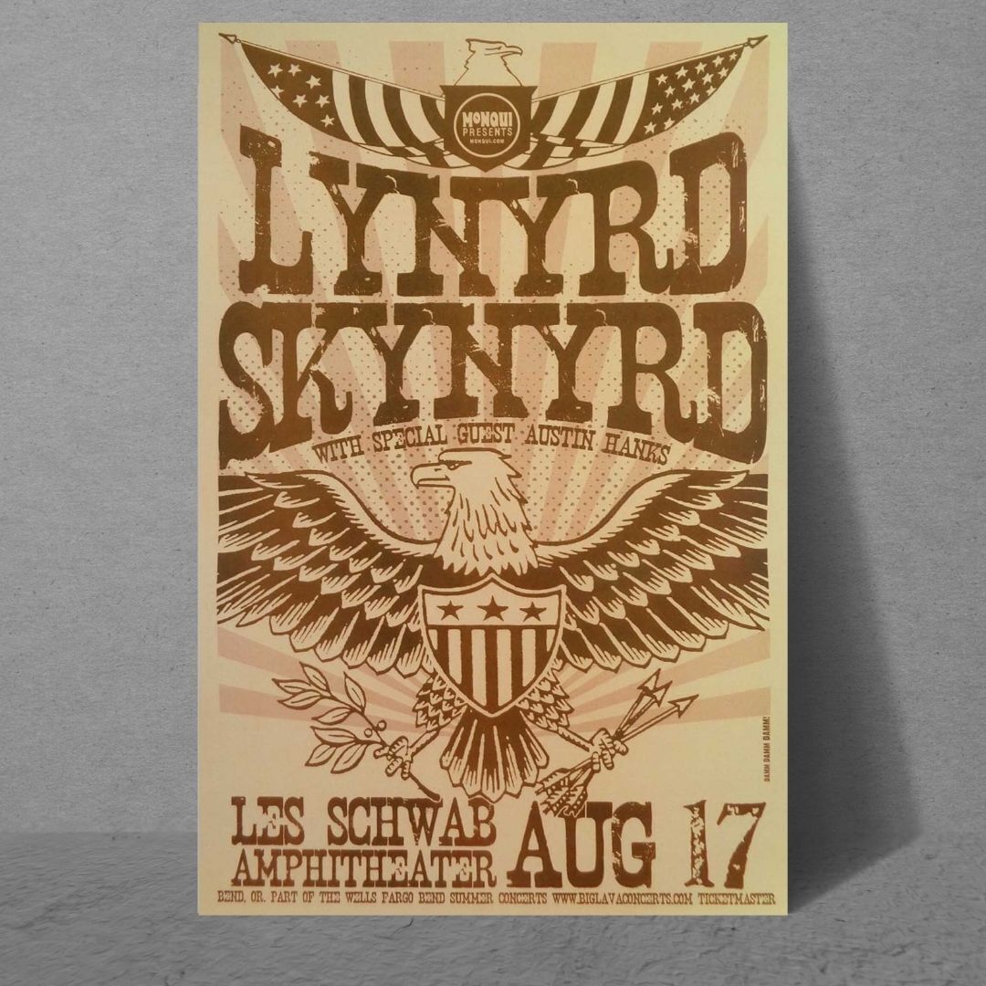 Lynyrd Skynyrd Les Schwab amphitheater 24x36 Poster rock zz top 38 special van