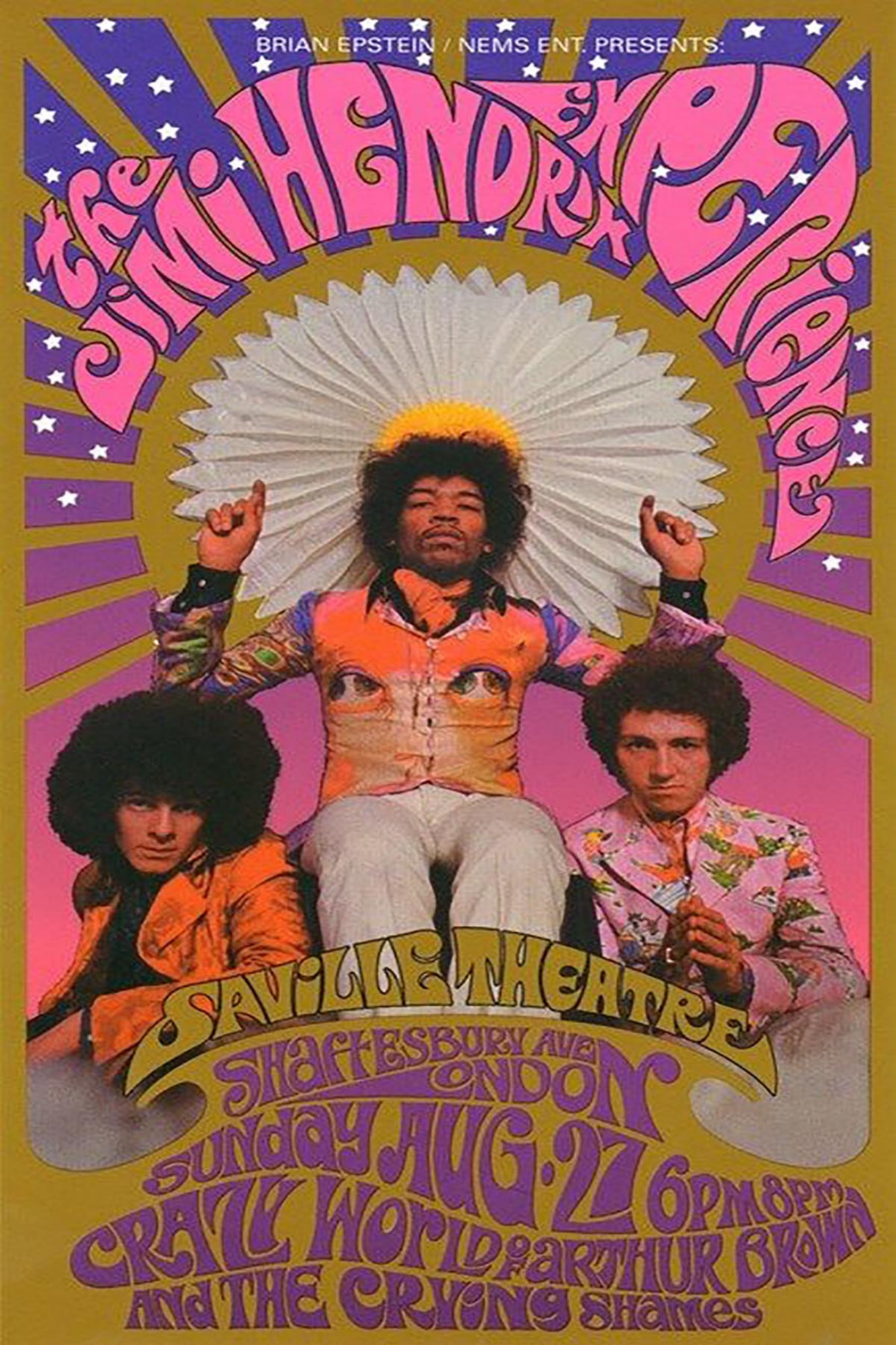 Jimi Hendrix Music Poster, Rock Legend, Vintage 60s Concert Art, Iconic Guitaris - PosterFire.com