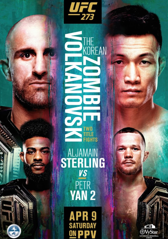 UFC 273 Poster Apr 9 24x36 Two Title Fights Event Art - PosterFire.com