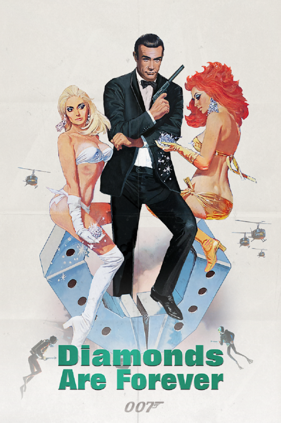 Diamonds Are Forever 1971 Poster 24x36 - James Bond Action Spy Classic