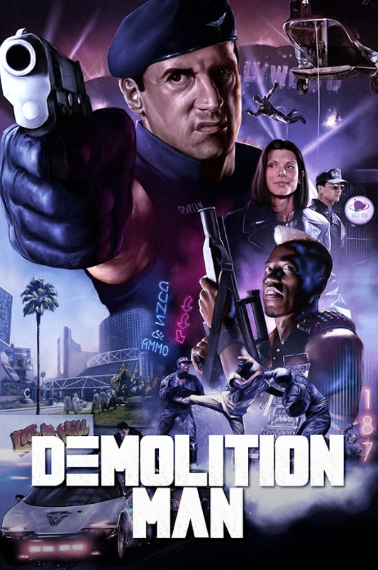 Demolition Man (1993) 24x36 Poster Sylvester Stallone Wesley Snipes Sci-Fi Actio - PosterFire.com