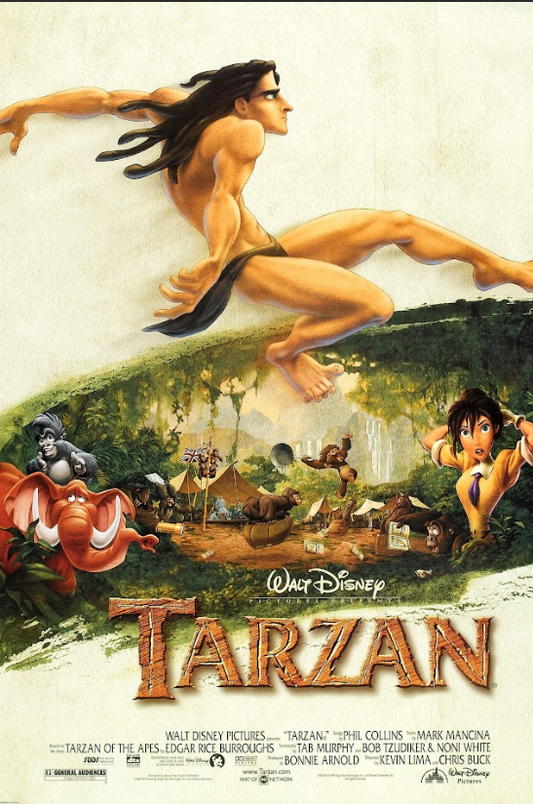 Tarzan (1999) 24x36 Movie Poster Disney Animated Adventure Classic Art