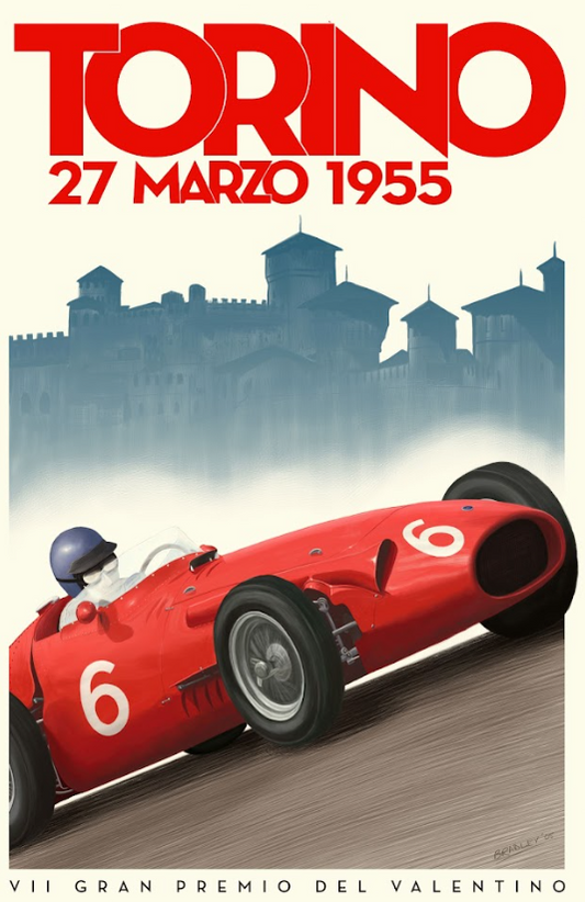 Torino 1955 Car Racing Poster 24x36 – Vintage Motorsport Art, Classic Racing Eve - PosterFire.com