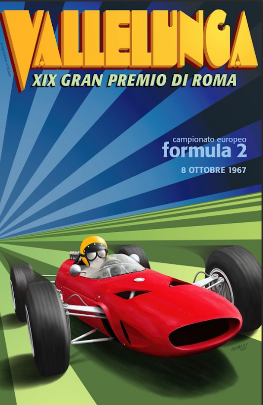 Gran Premio de Roma 1967 Car Racing Poster 24x36 – Vintage Motorsport Art, Class