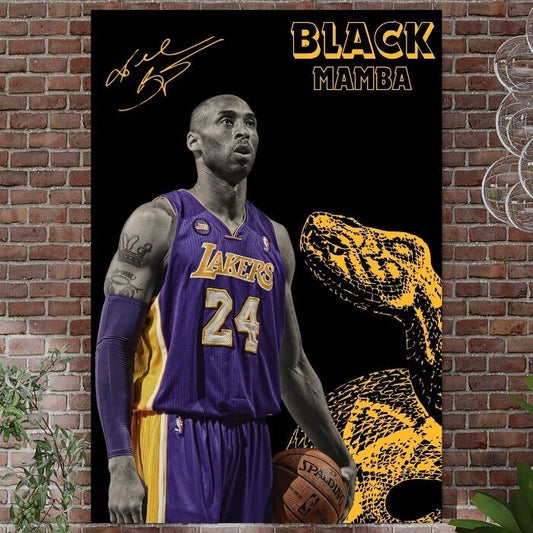 kobe bryant lakers 24x36 Poster Black Mamba Motivational Wall Art NBA Gold Black