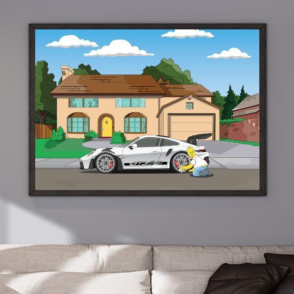 The Simpsons 2024 24x30 homer Porsche 911 GT3 RS 991 art MARGE south park race - PosterFire.com