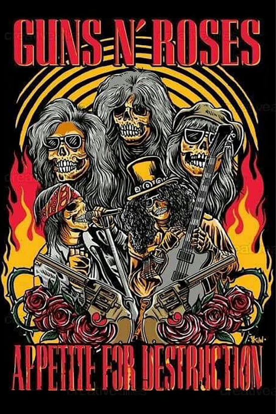 Guns N' Roses Poster 24x36 Iconic Rock Band Live Concert Art 80s 90s Music - PosterFire.com