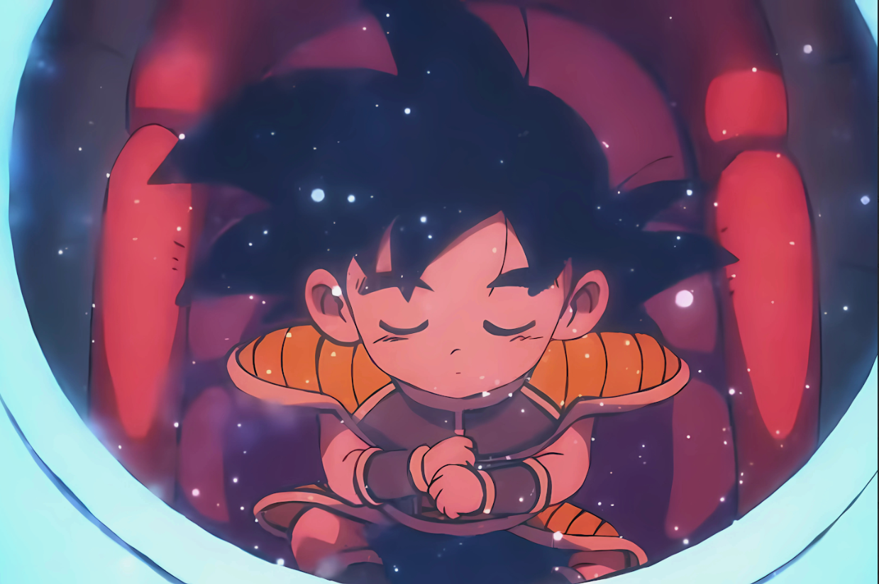 Dragon Ball Z Kid Goku in Space Escape Pod Poster 24x36 – Classic Anime Art, Sai - PosterFire.com