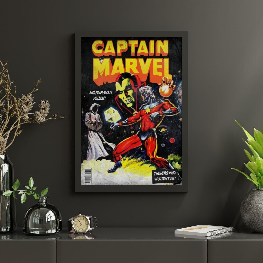 captain marvel comic book poster 24x36 art vintage avengers doctor strange hulk - PosterFire.com