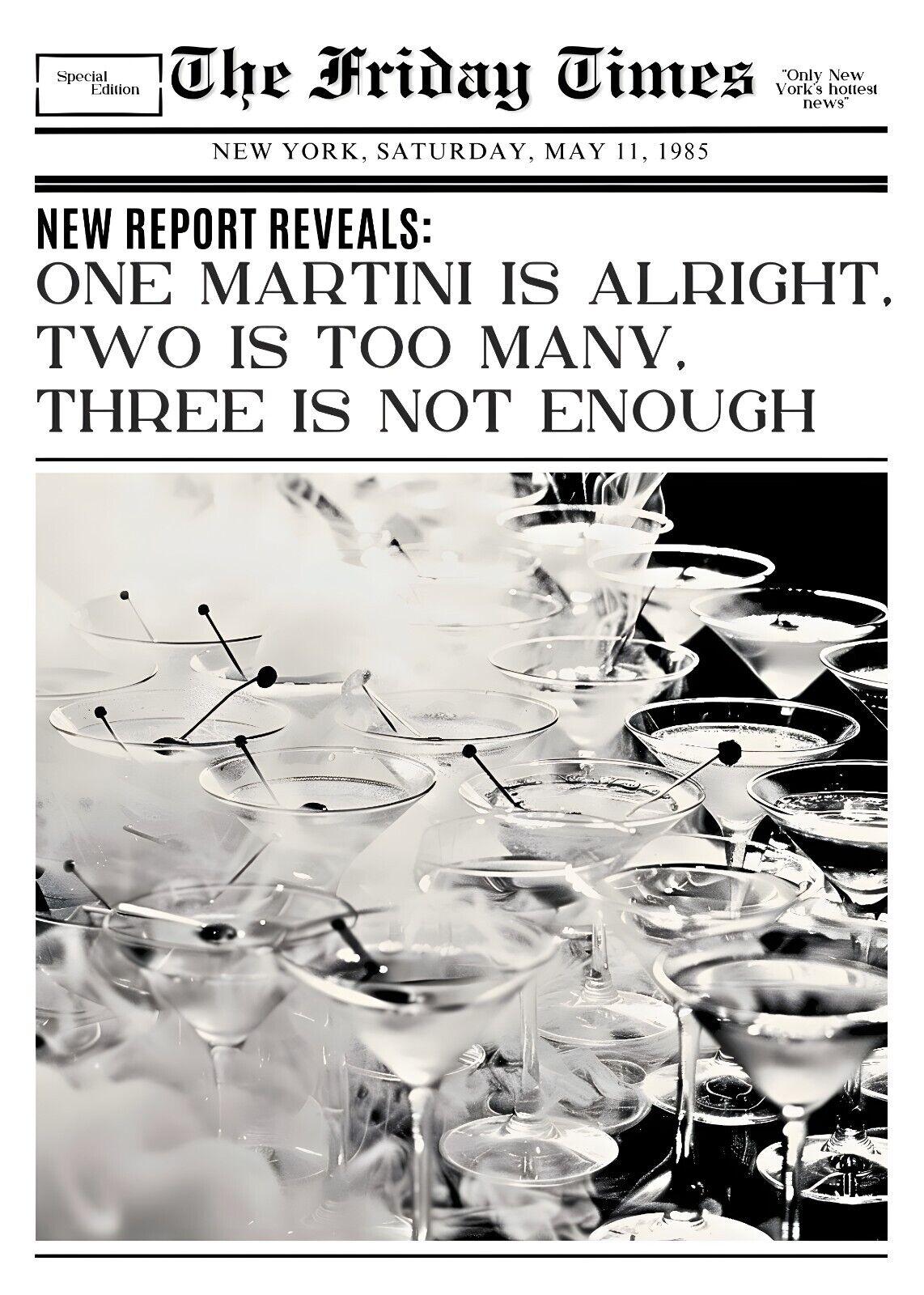 The Friday Times One Martini Is Alright Dark Modern Art Poster 24x36 Chic - PosterFire.com