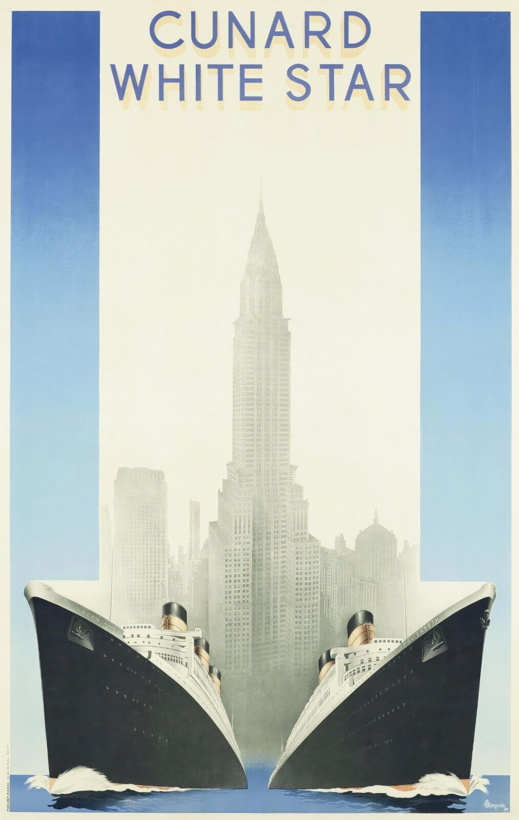 1947 Cunard White Star Line Poster | A. Roquin Art | Classic Ocean Liner Design - PosterFire.com