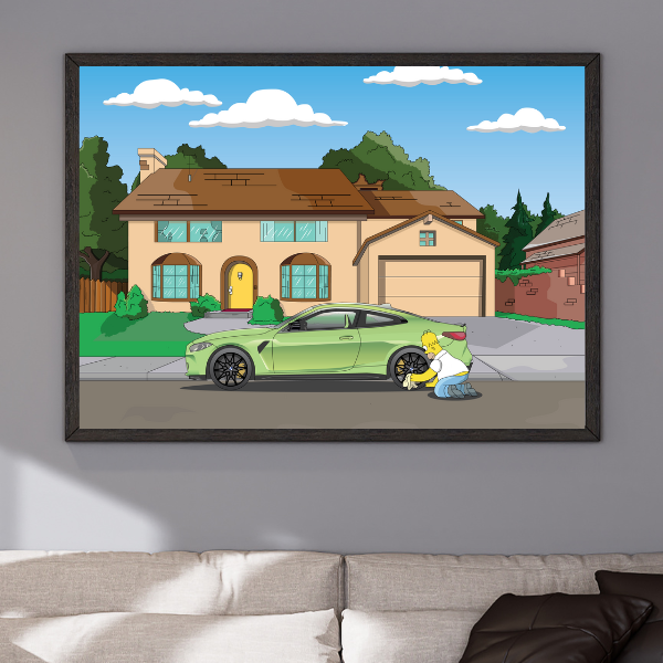 BMW M4 2024 The Simpsons 2024 24x30 homer art lisa germany euro 2025 M3 M5 M6 M8 - PosterFire.com