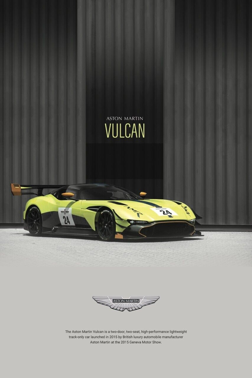 Aston Martin Vulcan 24x36 poster British Super Car 007 Racing DB9 DB7 VALKYRIE