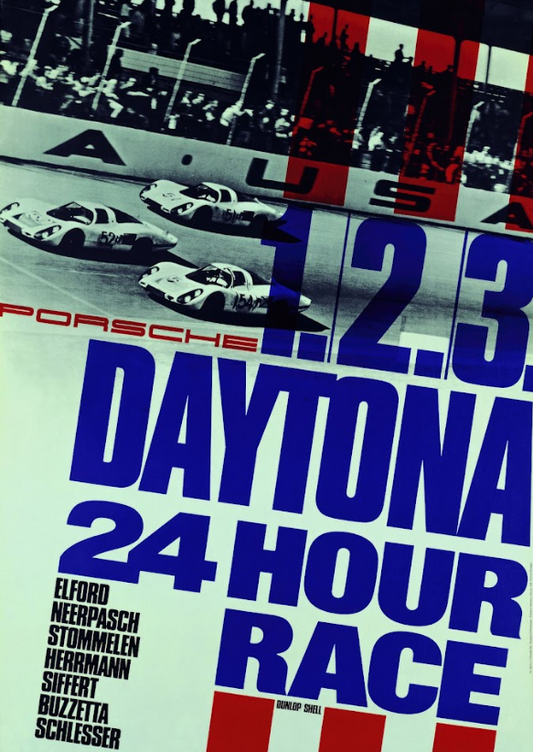 Daytona 24 Hour Race Car Racing Poster 24x36 – Iconic Motorsport Art, Endurance