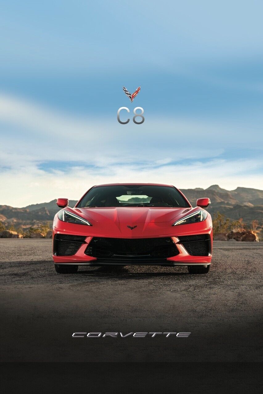 Corvette C8 poster 24x36 ZR1 ZL1 Z06 art Chevrolet sports car  man cave Camaro