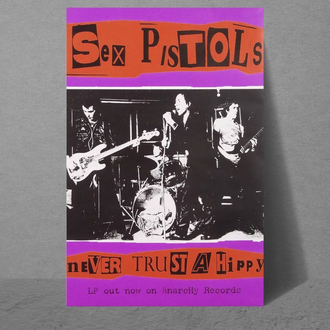 Sex pistols never trust a hippy poster 24x36 punk rock the clash anarchy new pop