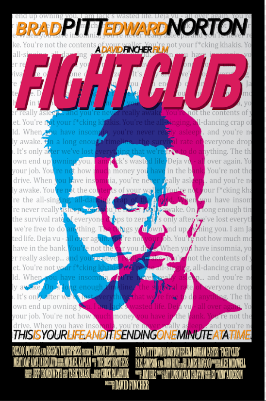 1999 Fight Club Poster 24x36 | Cult Classic | Brad Pitt Edward Norton