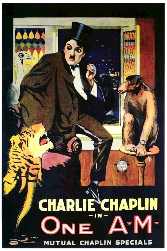 One A.M. 1916 Movie Poster 24x36 - Charlie Chaplin, Silent Comedy, Classic Slaps - PosterFire.com