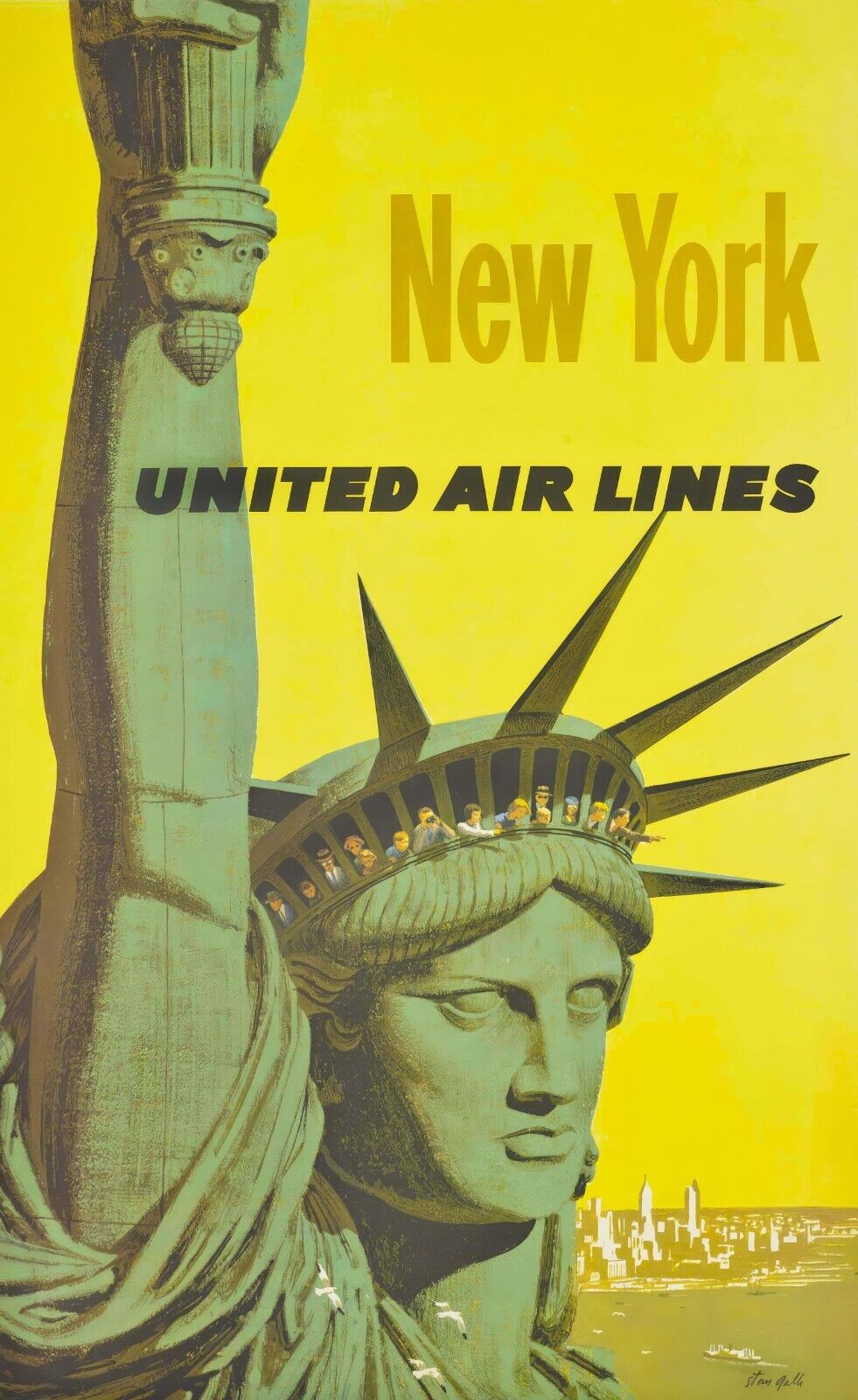 1960 United Air Lines New York Poster | Stanley Walter Galli Art | Classic - PosterFire.com