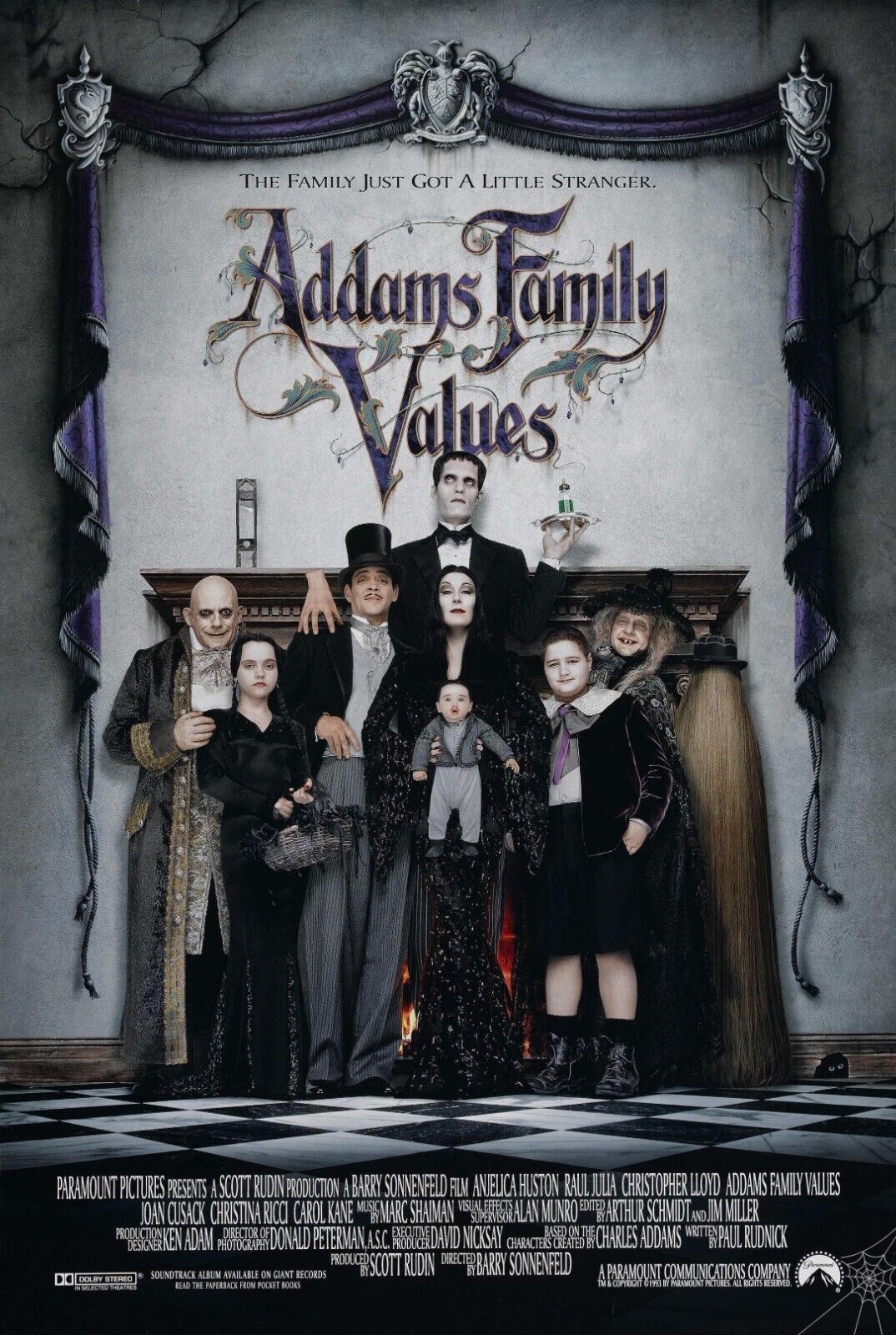 Addams Family Values Movie Poster - Vintage Comedy Horror Collectible Art Print - PosterFire.com