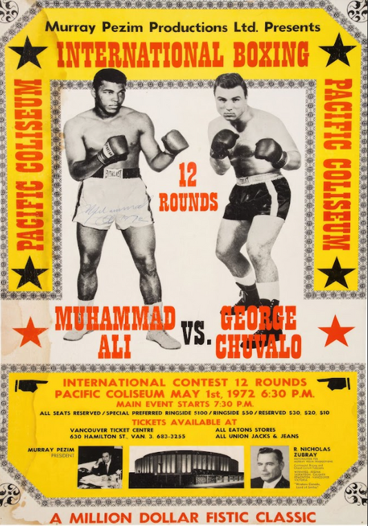 Muhammad Ali vs George Chuvalo Boxing Poster 24x36 - 1966 Heavyweight Showdown - PosterFire.com