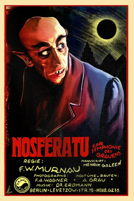 Nosferatu 1922 Movie Poster 24x36 - Silent Horror Masterpiece, F.W. Murnau, Vamp