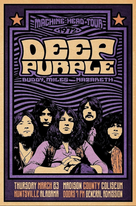 Deep Purple Poster 24x36 - Classic Rock Band Music Vintage Art