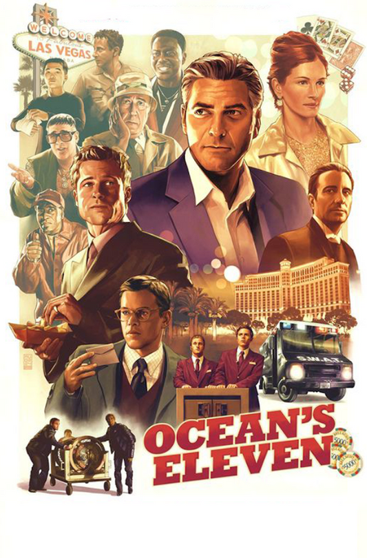 2001 Ocean's Eleven Movie Poster 24x36 Heist Comedy Drama Film