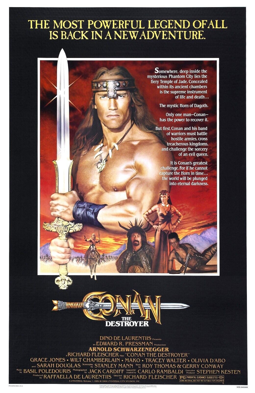 Conan The Destroyer 1984 Arnold Schwarzenegger barbarian Action 24X36 Poster new - PosterFire.com