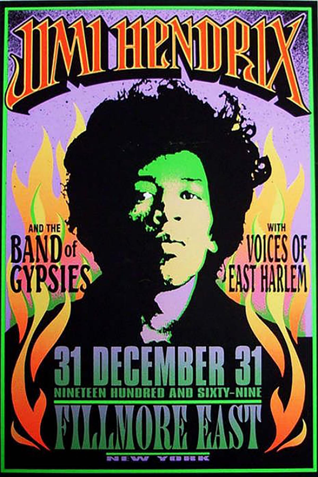 Jimi Hendrix Poster 24x36 Legendary Rock Icon with Electric Guitar & Psychedelic - PosterFire.com