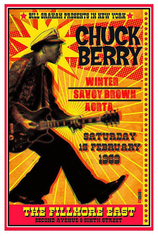 Chuck Berry 24x36 Poster - Rock 'n' Roll Legend Live Performance Art