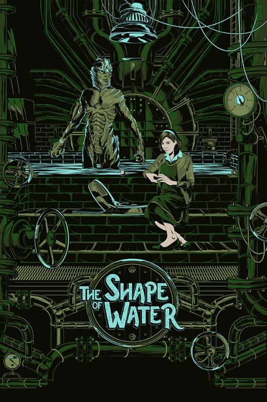 The Shape of Water 2017 Movie Poster 24x36 - Fantasy Romance Sci-Fi Oscar-Winnin - PosterFire.com