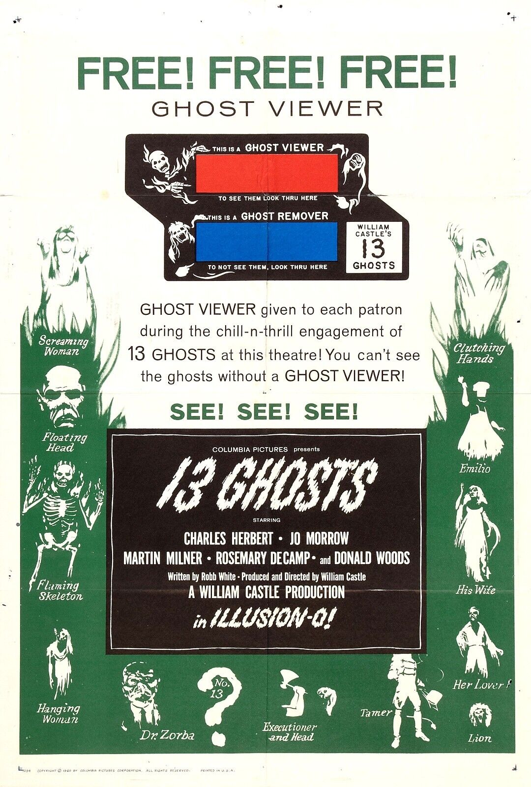 13 Ghosts 02 Movie Poster - Vintage Horror Cult Classic Collectible Art Print