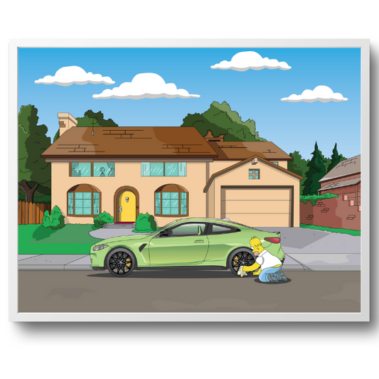 BMW M4 2024 The Simpsons 2024 24x30 homer art lisa germany euro 2025 M3 M5 M6 M8 - PosterFire.com