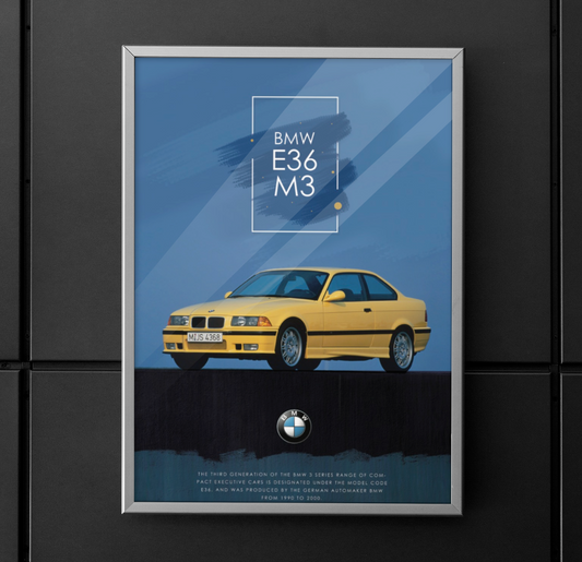 BMW E36 WALL ART POSTER 24X36 EURO MOTORSPORT RACING DTM E46 MERCEDES GERMANY M5 - PosterFire.com