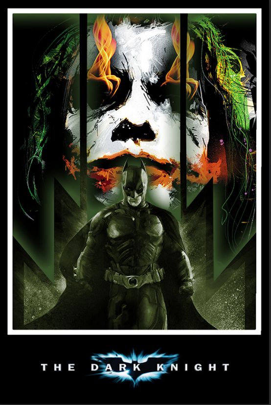 The Dark Knight 2008 Poster 24x36 - Batman Joker Heath Ledger Epic Action - PosterFire.com