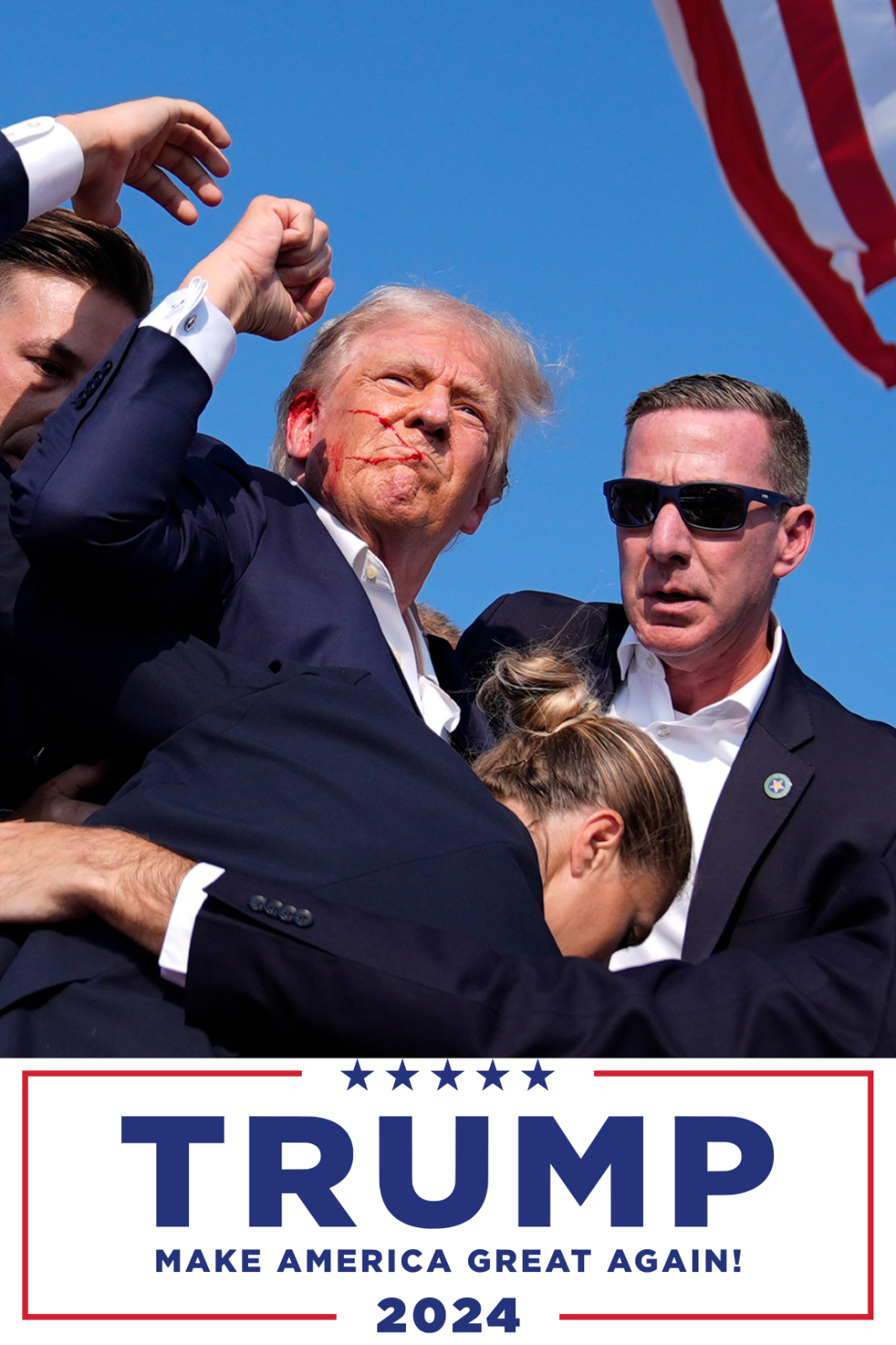 Donald Trump Patriotic Fist-Pump Assassination Attempt 4k Prints poster Shooting