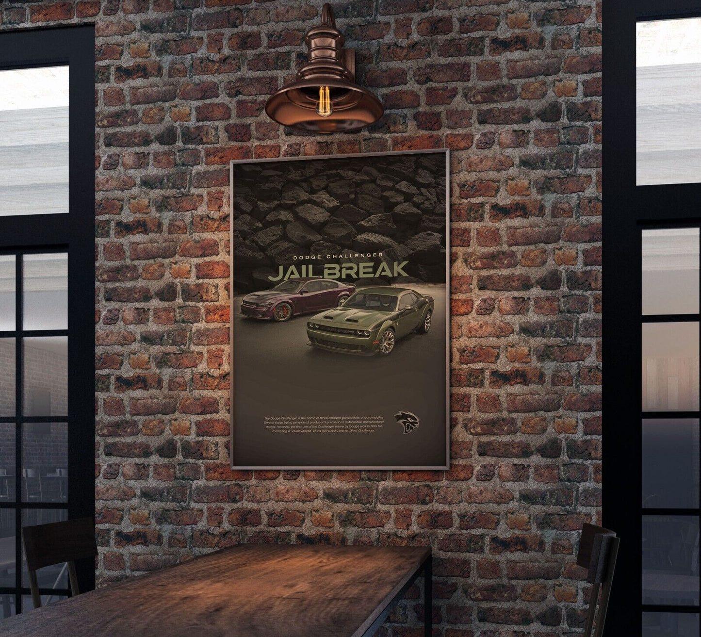 Dodge Challenger Jailbreak Wall Poster 24x36 muscle car scatpack R/T 1970 2023 - PosterFire.com