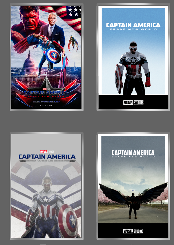 Captain America Brave New World Movie Posters 24x36 Many Versions! Red Hulk ford